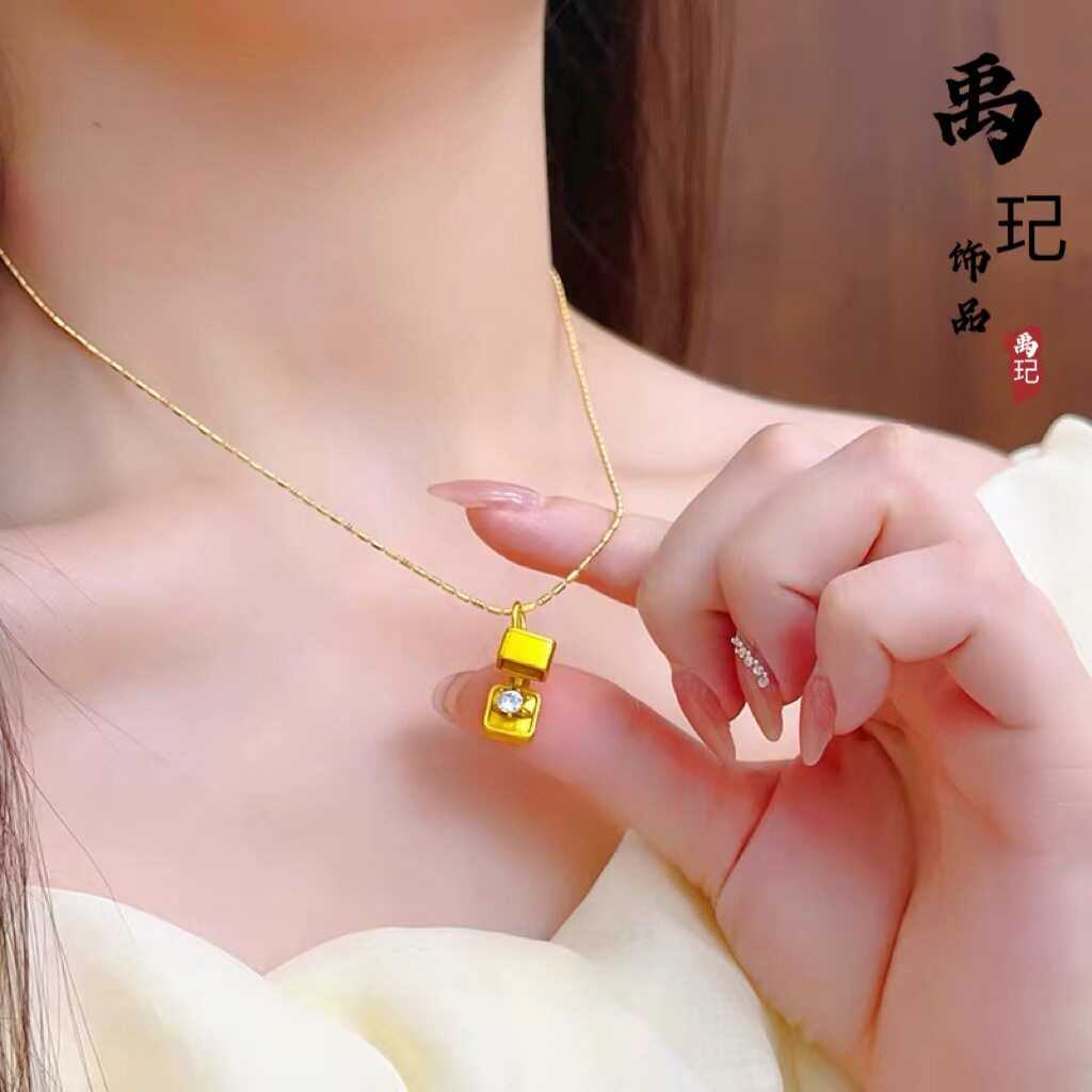 可爱惊喜可打开一枚鉆戒项链吊坠越南沙金抖音小红书同款小众设计