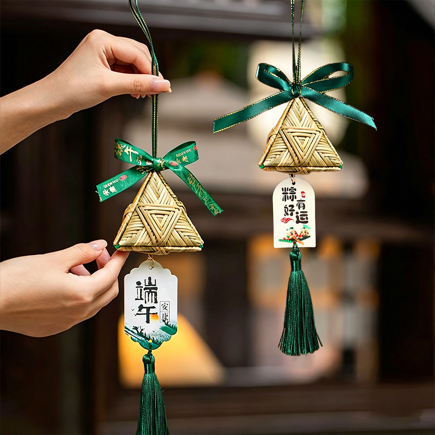 端午节草编粽子门挂入户大门挂件装饰艾草香囊随身香包汽车内饰品