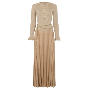 压褶半身裙套装 25292南油高端春秋新款 上衣针织衫 显瘦长袖 女 时尚