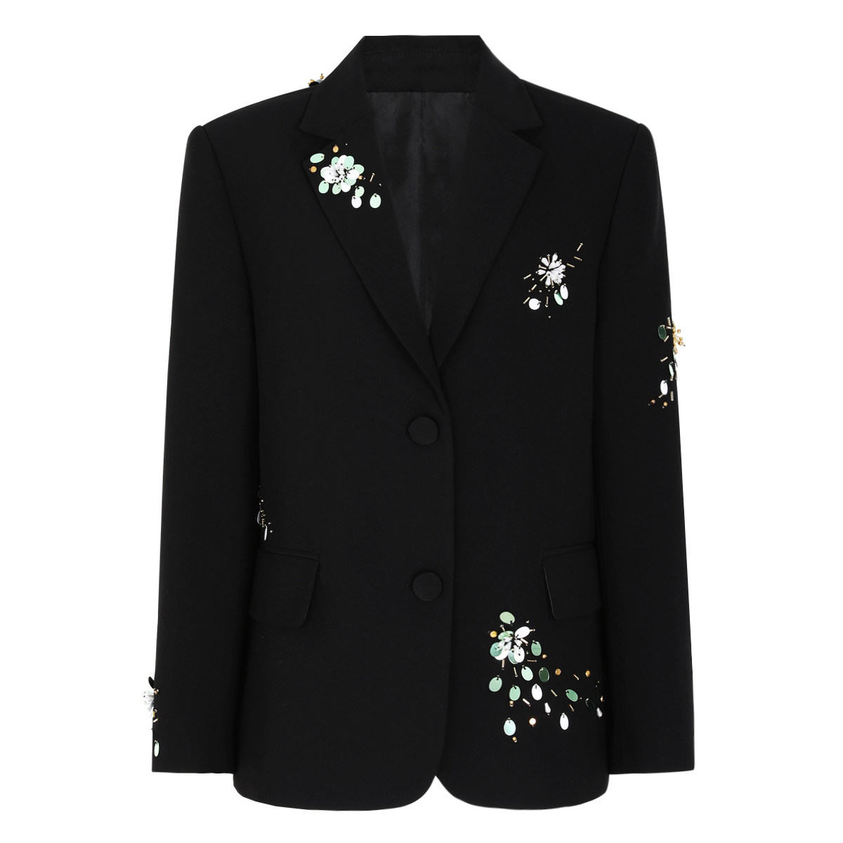 春秋新款欧美时尚钉珠片西装长袖上衣外套+半身短裙两件套套装