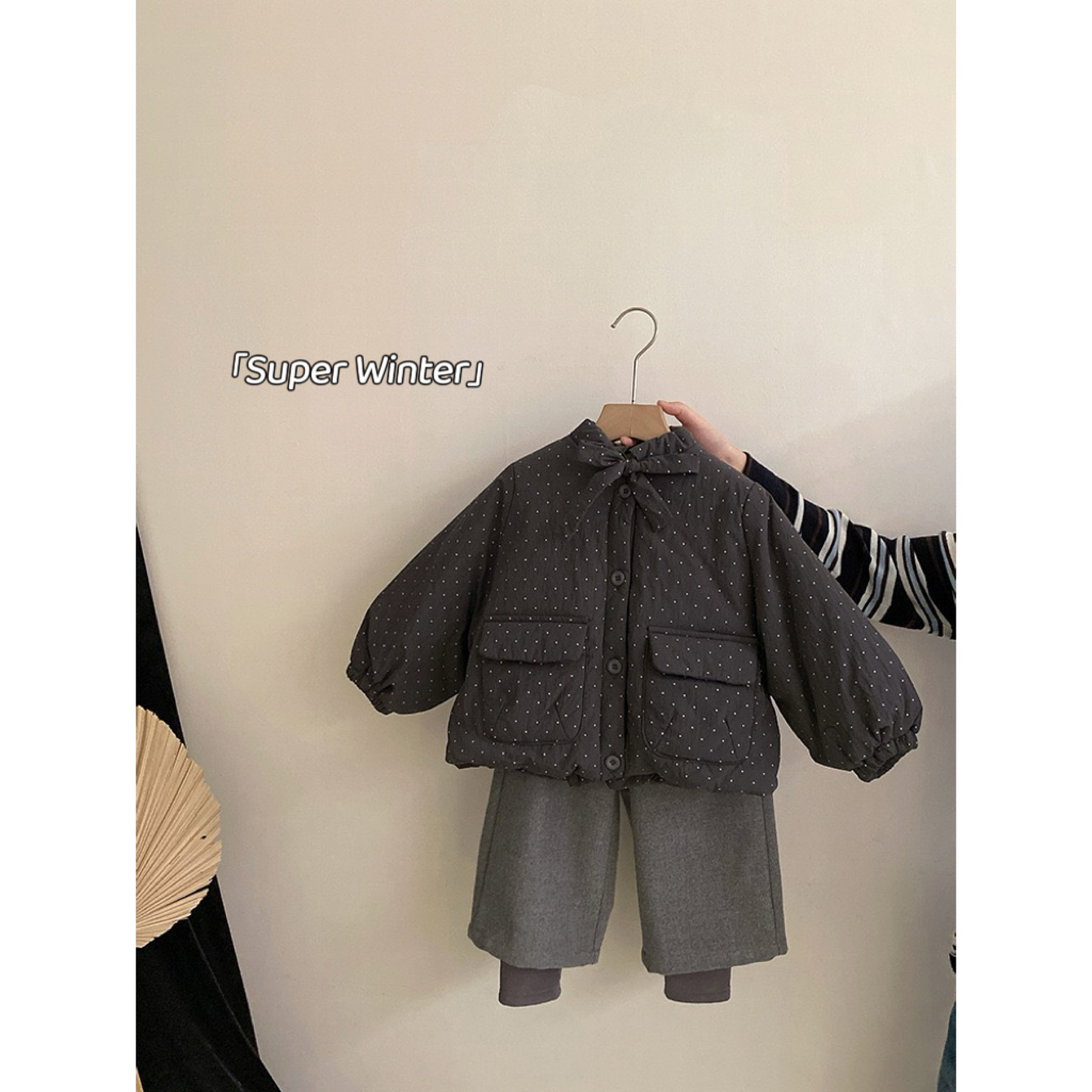 女童冬季波点加棉棉服外套