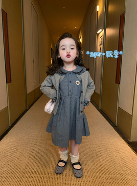 女童26秋季格子娃娃领连衣裙