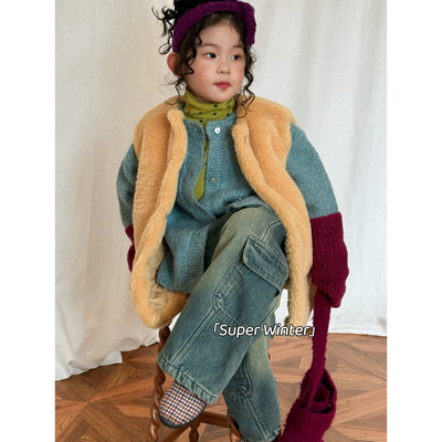 女童冬季韩版毛毛马甲套装