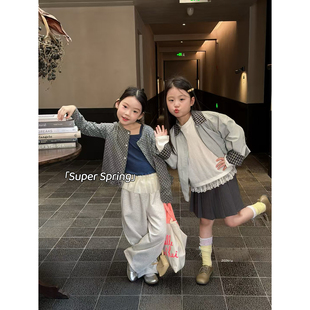 女童26春季新款韩版洋气波点开衫外套上衣姐妹款外穿休闲套装时尚