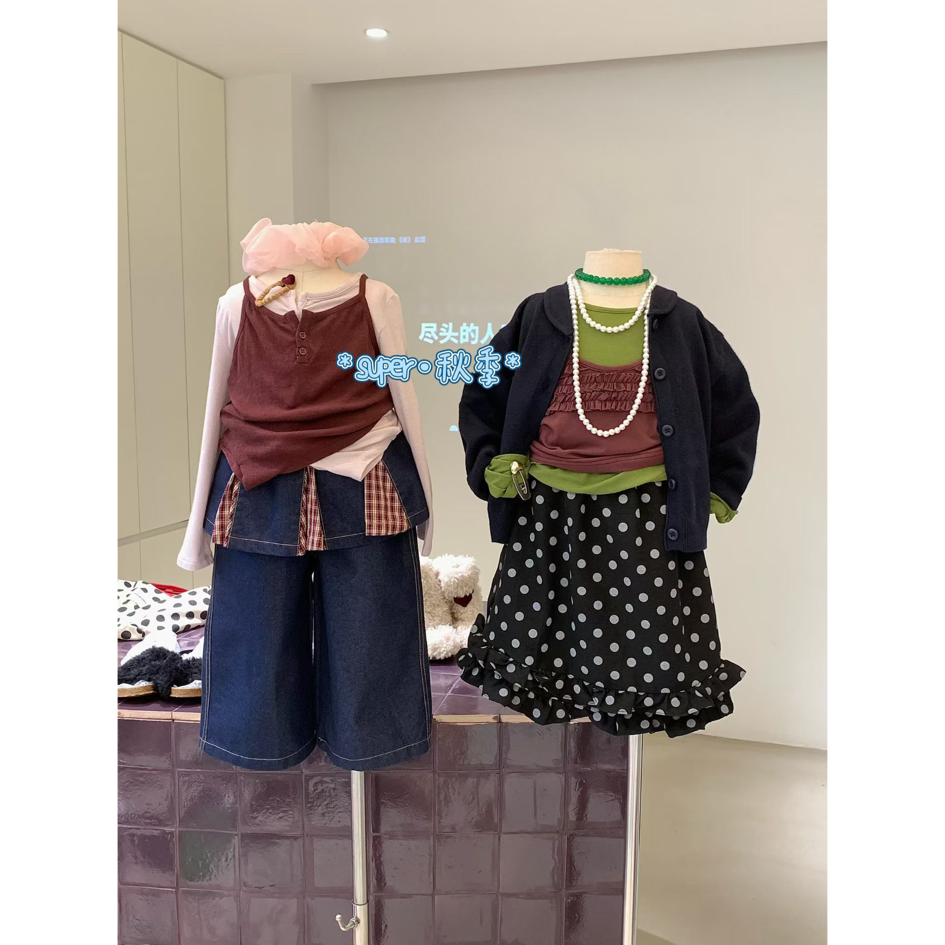 女童26秋季韩版粉紫吊带套装图片