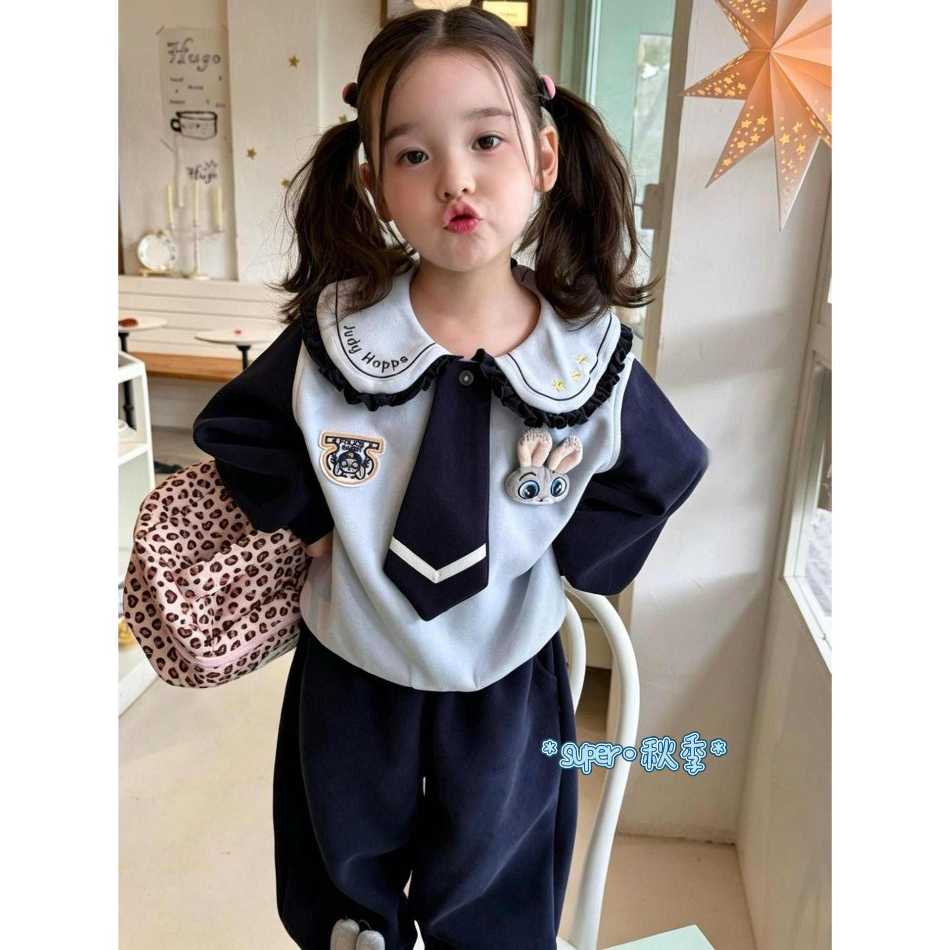 女童26秋季韩版学院风兔子套装
