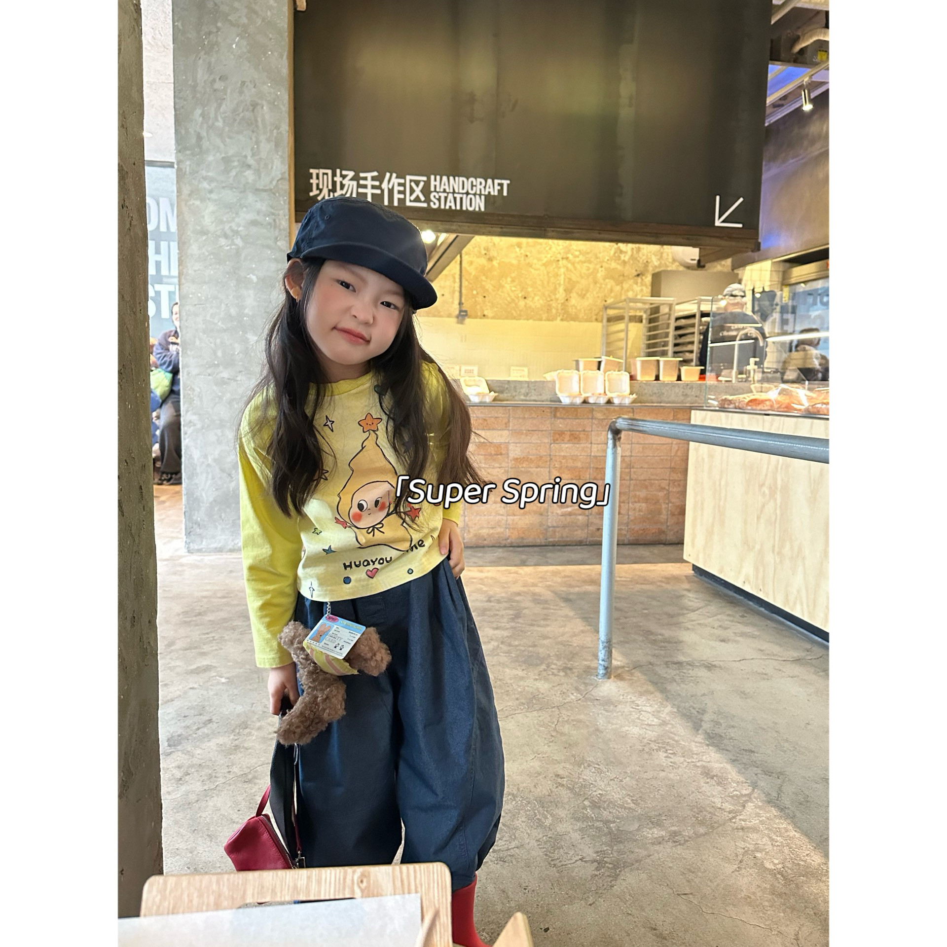 女童26春季新款韩版卡通星星人长袖T恤上衣休闲打底t牛仔裤两件套
