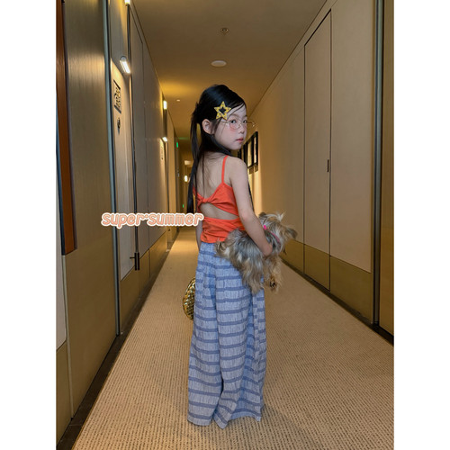 女童26夏季卡通辣妹吊带套装