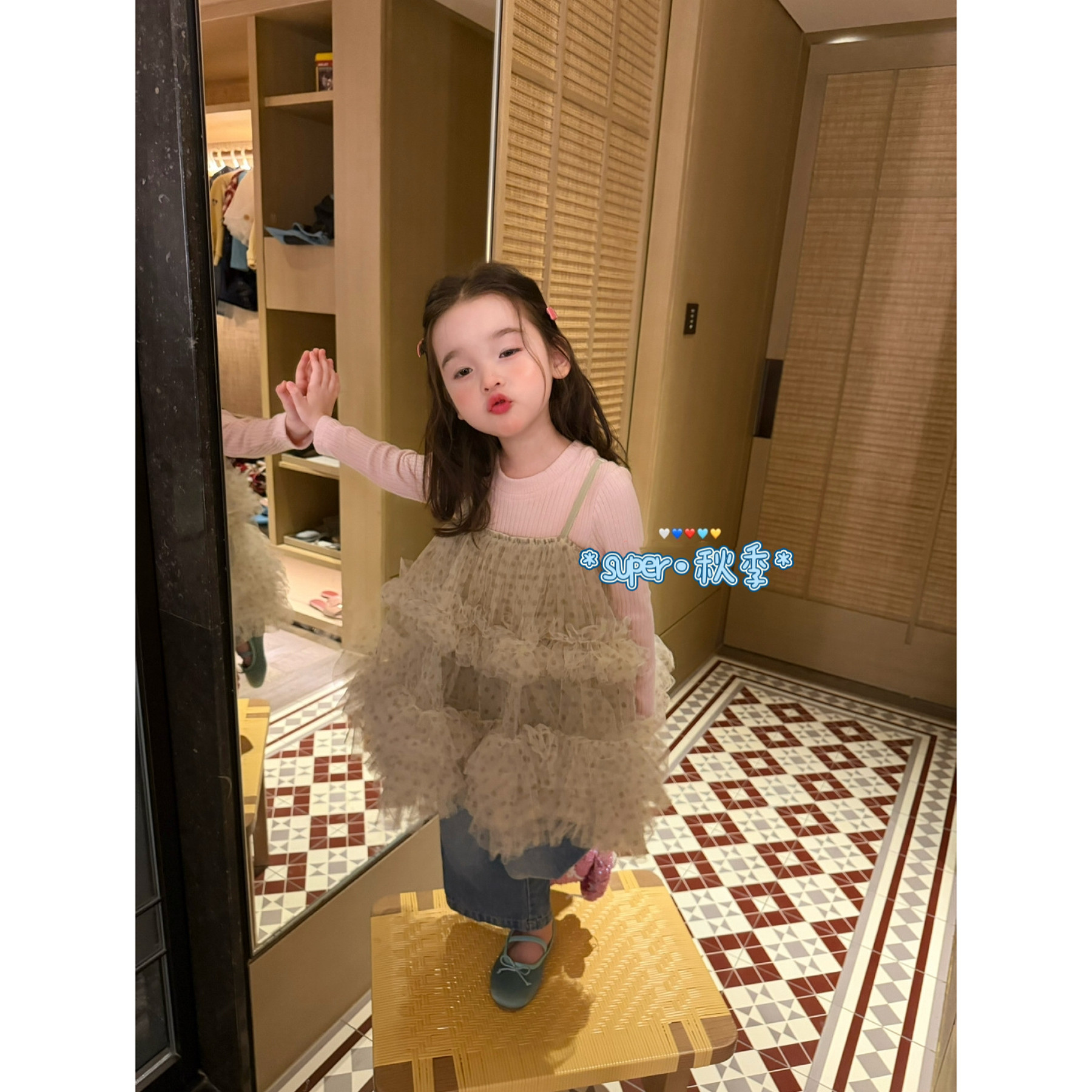 女童26秋季韩版波点网纱吊带套装图片