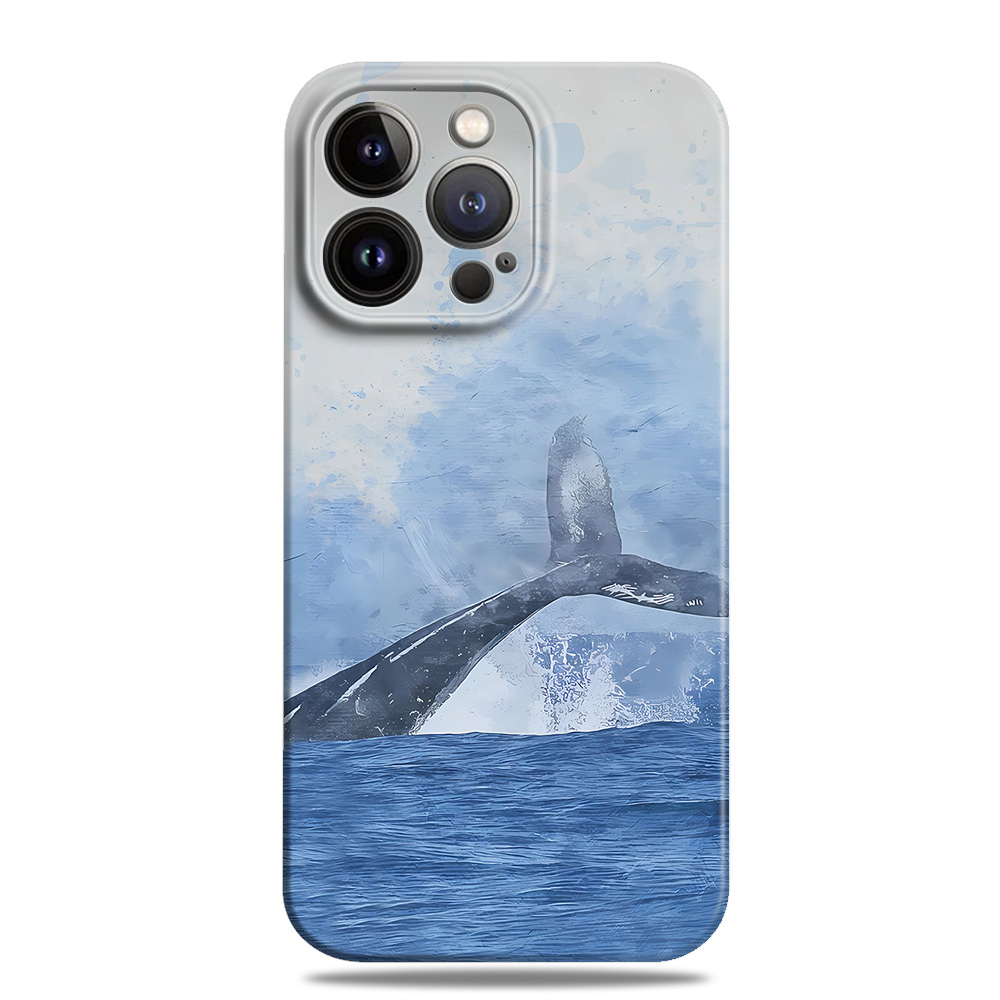 鲸鱼大海文艺简约淡蓝色手机壳