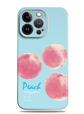 水蜜桃ins冷淡风蓝色适用苹果15手机壳13promax菲林12小米14华为mate60高级感nova12一加oppo荣耀100全包vivo