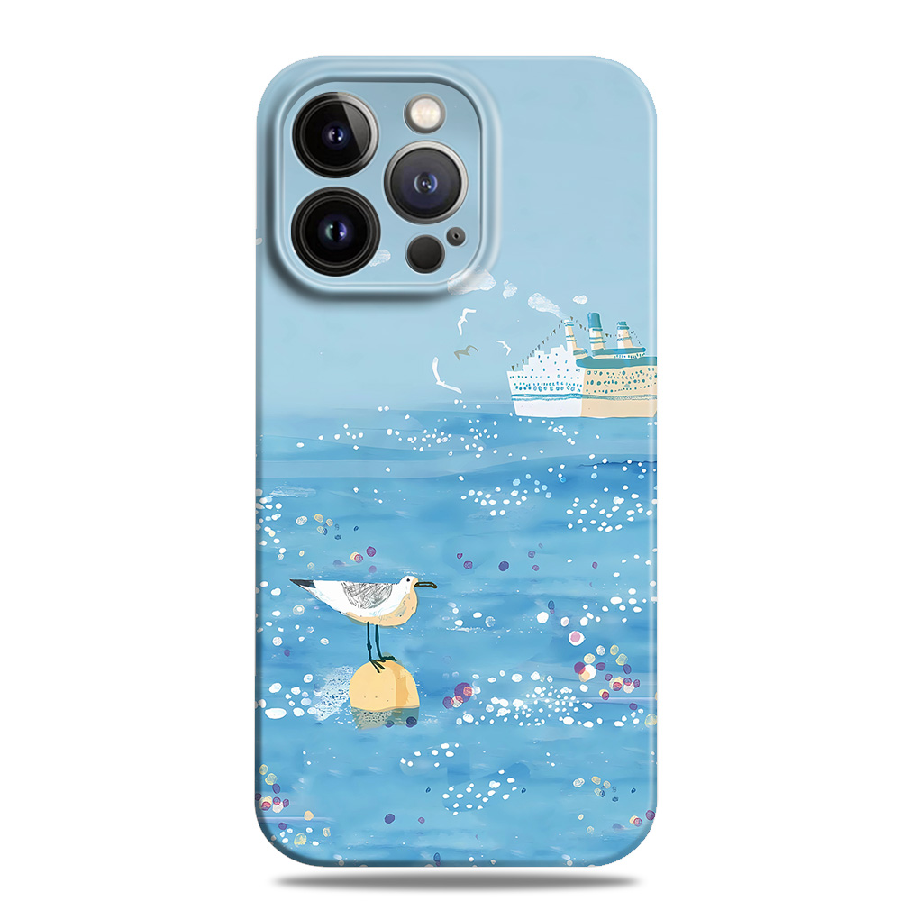 淡蓝色的梦海鸥轮船手机壳唯美