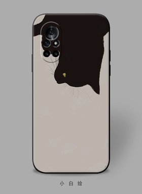 适用华为nova8pro六3i七4e/5z八5t/6se/7手机壳性冷淡风黑色猫咪