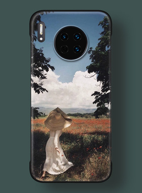 适用华为mate30手机壳20x5G版/9/10/30/40pro复古文艺田园女孩软