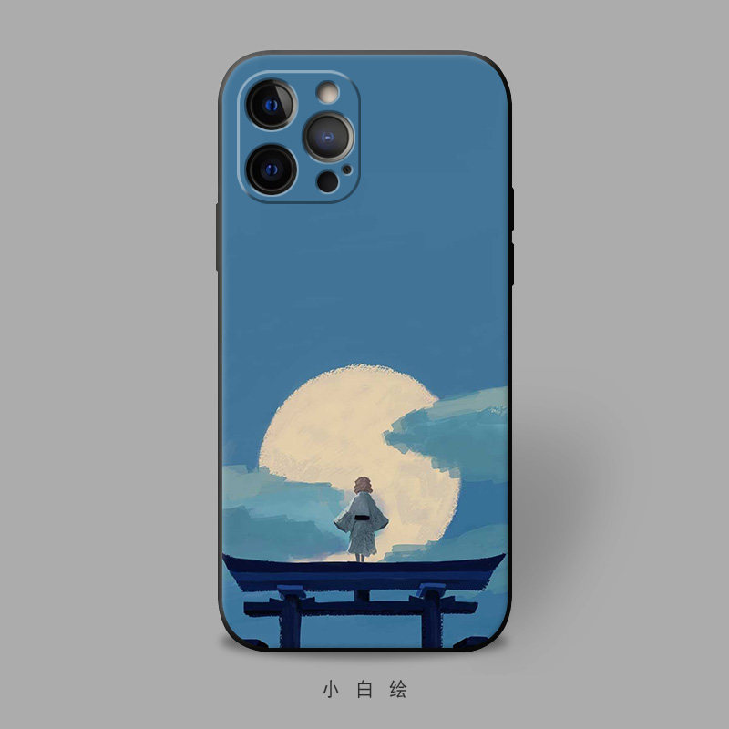 适用苹果12mini/xr/678pluse/11promax手机壳日系动漫古风插画