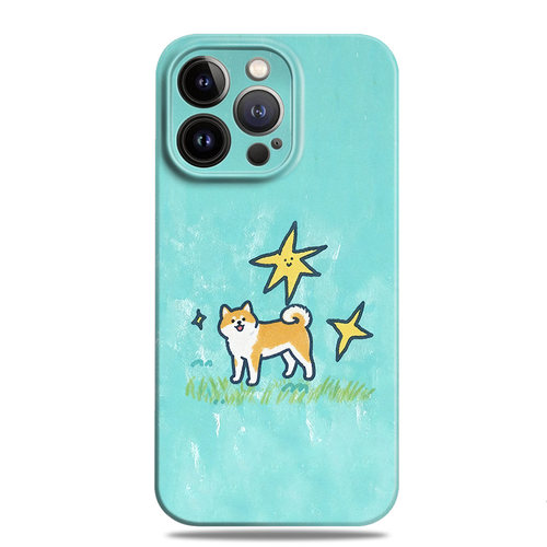 卡通柴犬星星草地可爱手机壳萌