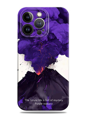 紫色火山创意适用苹果16promax手机壳15个性12小米14华为mate60菲林p70荣耀200高级感nova13一加oppo全包vivo