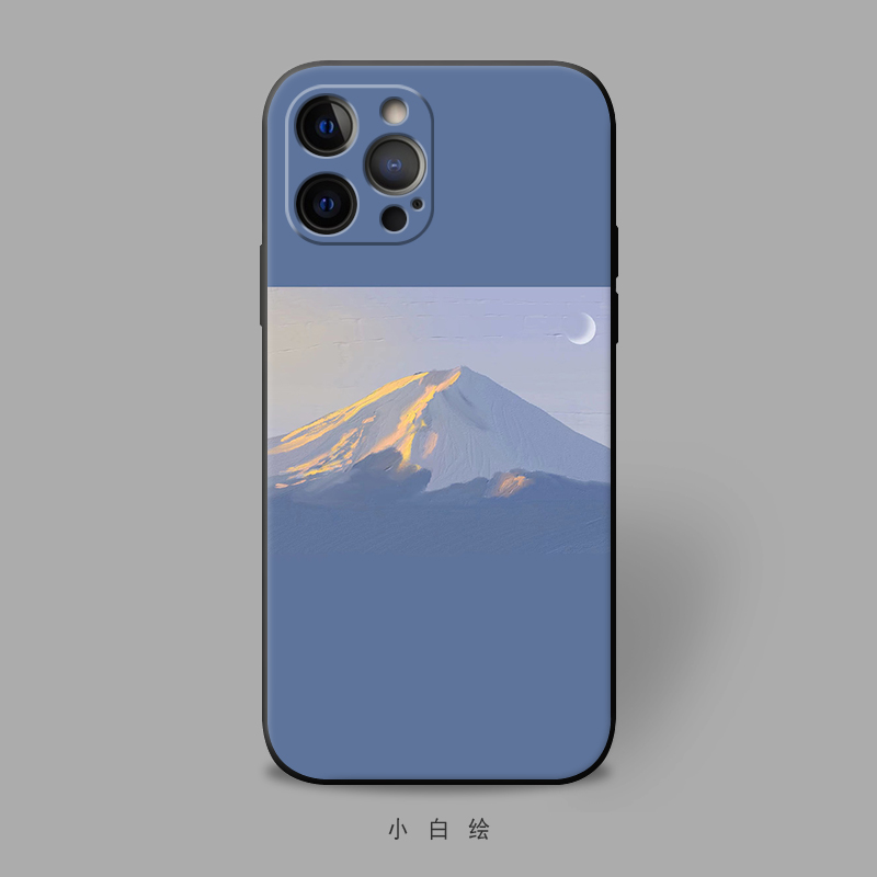 适用iphone11mini/xr/678pluse苹果12promax手机壳冷淡风富士山软