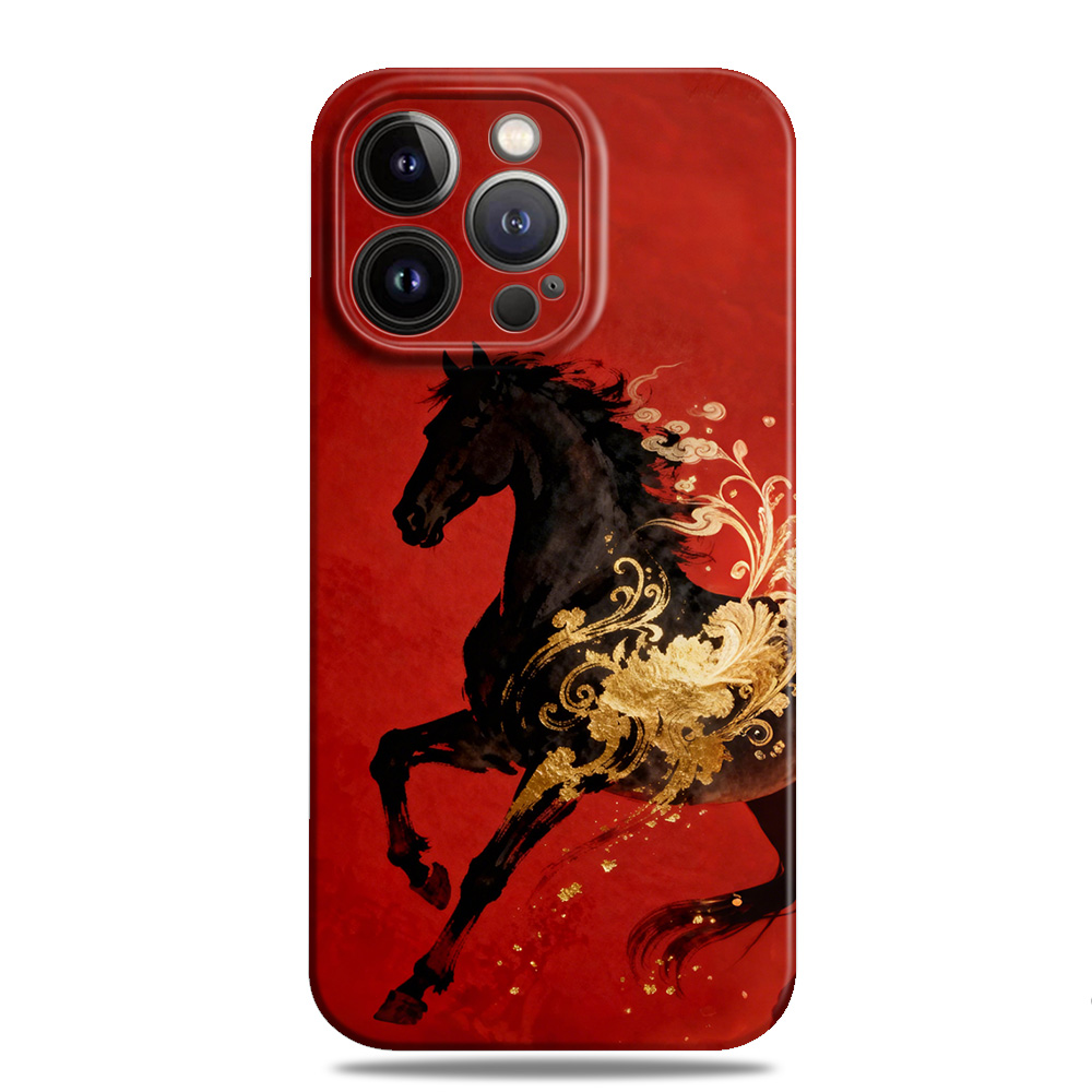 一马当先奔腾骏马新年红手机壳