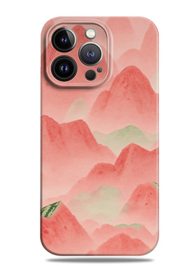 西瓜江山图文艺清新适用苹果16e手机壳15promax12小米13华为nova14菲林p70荣耀200潮mate60一加oppo全包vivo