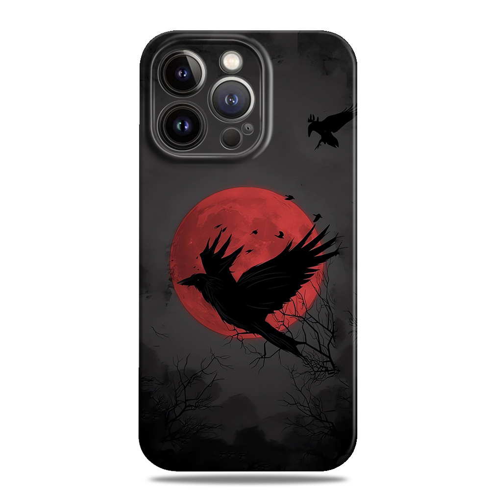 月圆之夜乌鸦暗黑风手机壳全包