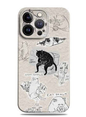 猫老大趣味猫咪素描手机壳搞怪