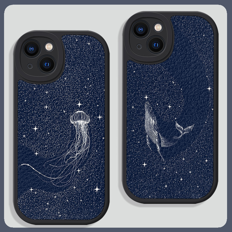 星空深海动物水母鲸鱼手机壳创意