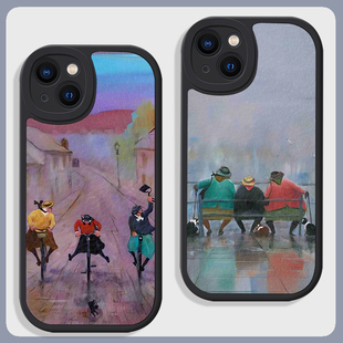 有趣 生活小众复古适用17苹果16promax手机壳15小米14华为nova13硅胶mate60小羊皮p70荣耀200潮vivo一加oppo