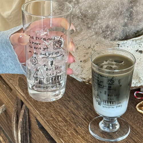 涂鸦高硼硅耐高温大容量玻璃杯