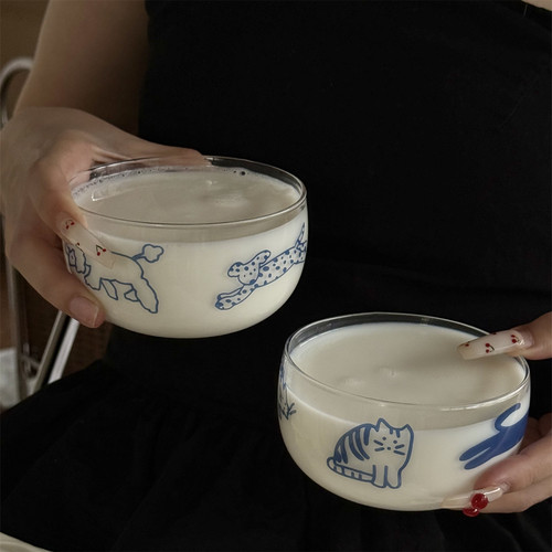 猫咪高颜值高硼硅玻璃碗甜品碗