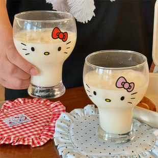 可爱kt小猫高颜值大容量玻璃水杯啤酒杯送女生生日礼物 奶里奶气