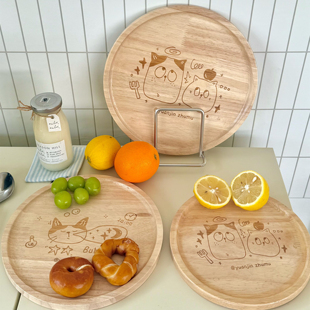 奇奇怪怪 小众招待客人创意可爱木质托盘一人食餐盘家用隔热茶盘