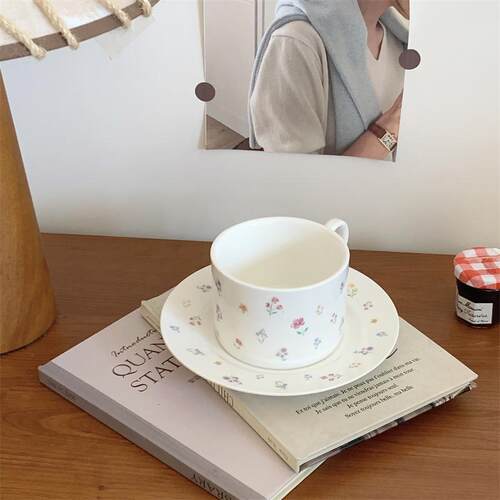 ins风高颜值陶瓷花朵咖啡杯