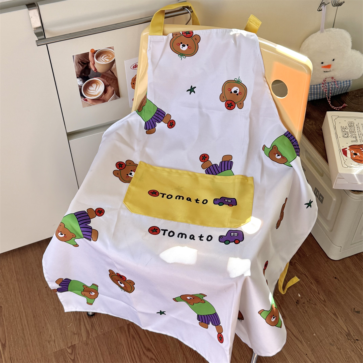 韩国博主卡通围裙做饭家用罩衣