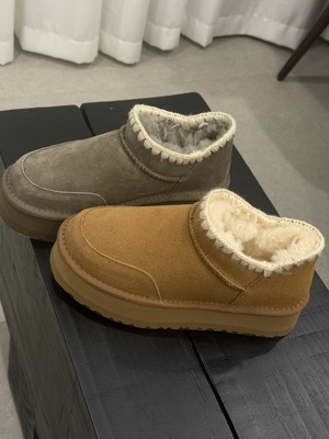 真皮加厚羊毛雪地靴防滑棉鞋女2026年冬季面包短靴女鞋4290