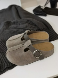 百搭懒人一脚蹬半拖鞋 女厚底增高休闲鞋 8120 勃肯鞋 米思诗新款