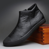 潮流百搭马丁靴高邦男鞋 休闲皮鞋 懒人一脚蹬英伦休闲鞋 新款 男秋季