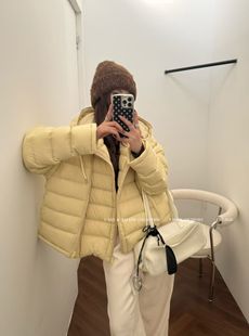 韩系新款百搭显瘦泡芙排骨设计感连帽可拆90白鸭绒羽绒服多种穿法