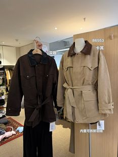 韩系2025冬新款高级气质麂皮绒工装外套可拆卸90白鸭绒内胆两件套