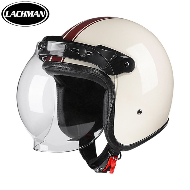 3C认证复古头盔摩托车半盔男女四季电动车4分之3巡航个性风镜头盔