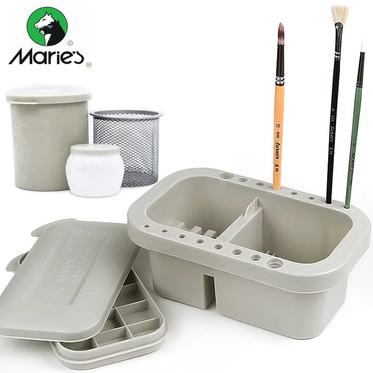 马利滤网式洗笔筒油画颜料洗笔桶涮笔器美术绘画三合一便携式油壶