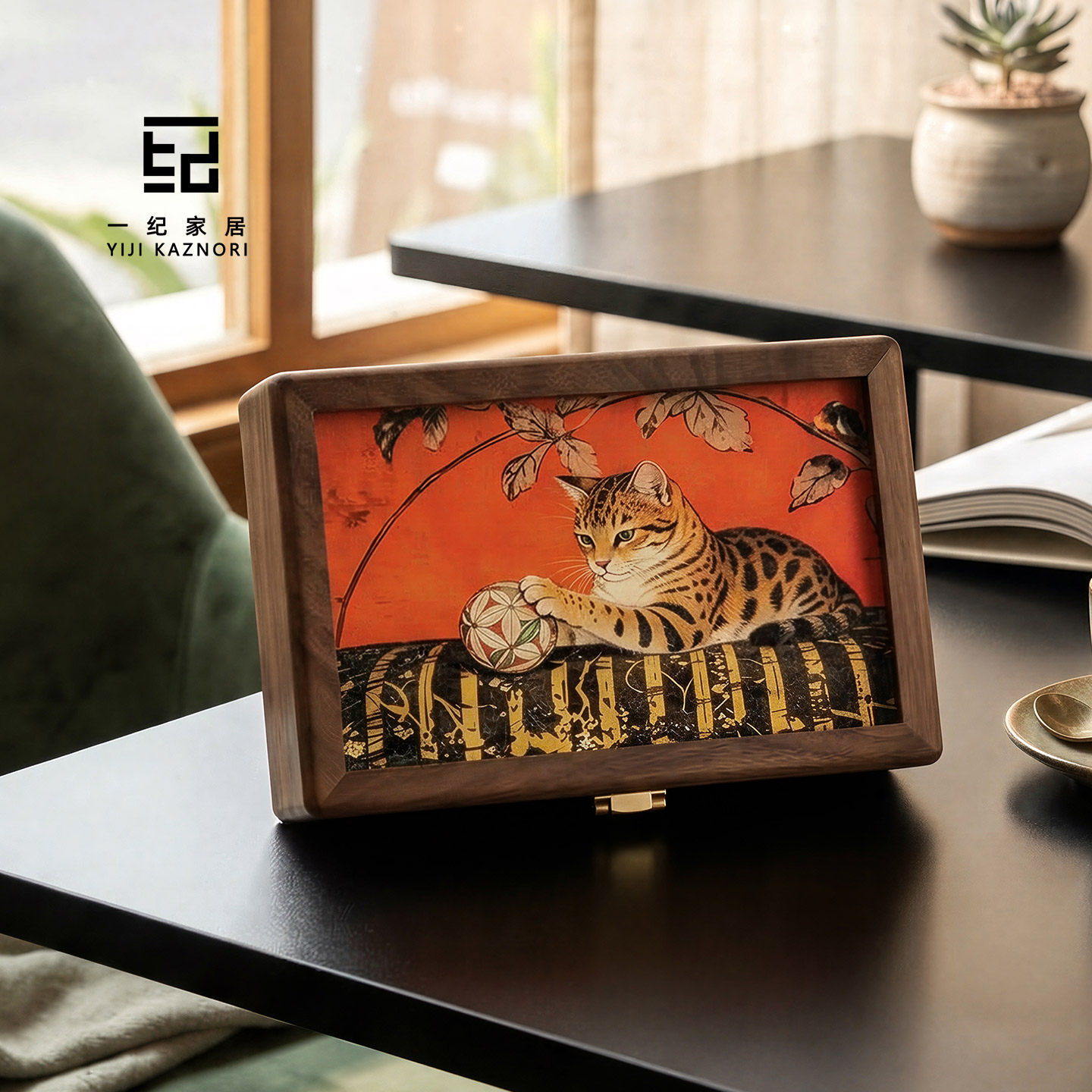 攒金盒黄金金条保存专用盒100克200克创意烤花玻璃大容量储存木盒