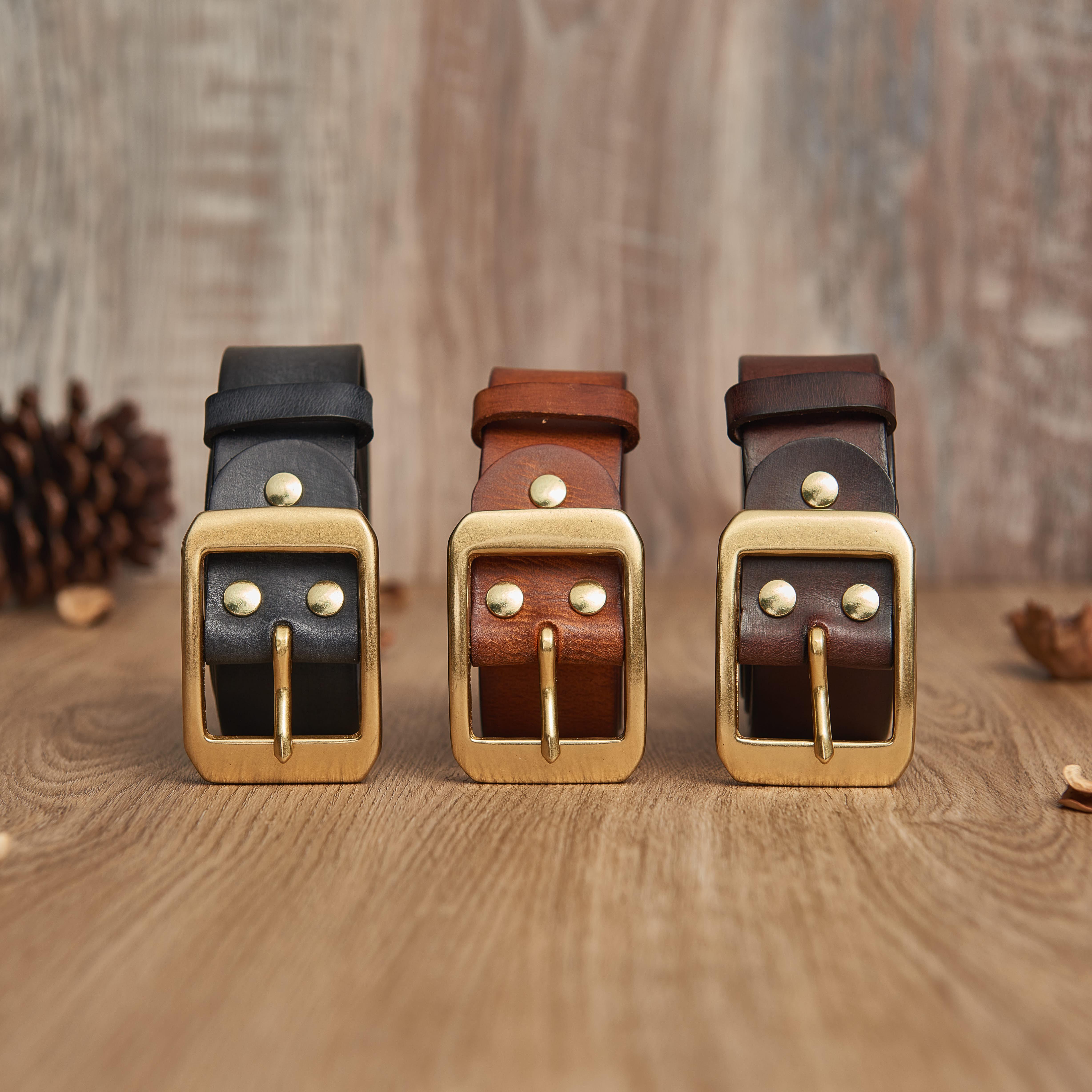 复古擦色头层牛皮黄铜扣男士真皮潮流百搭硬汉牛仔裤腰带