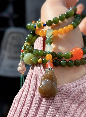 天然猫眼碧玉手串女款手链毛衣链两用轻奢小众精致感送礼一物一图