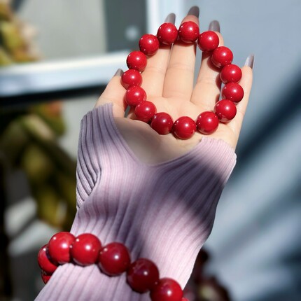 本命年天然真朱砂帝王砂圆珠手链手串火9高含量男女礼物多样性发