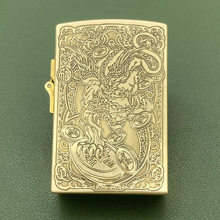 佐罗重型593s盔甲防风打火机 黄铜外壳白钢内胆 收藏个性 礼物 台式