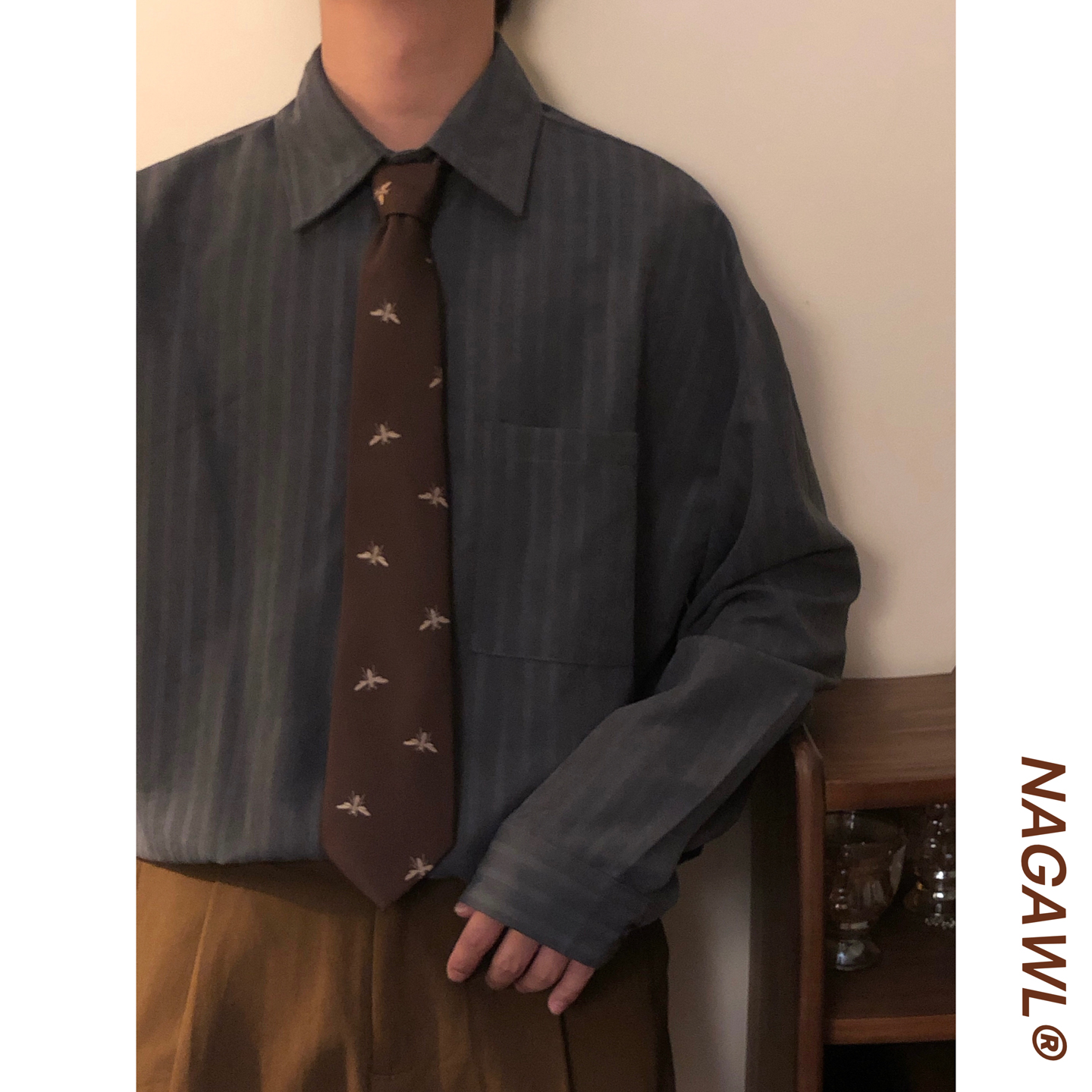 NAGAWL搭配神器潮牌美式复古休闲百搭学院风帅气条纹领带配饰男女