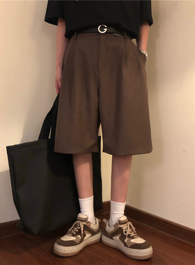 NAGAWL日系复古宽松休闲美式短裤西裤直筒学生中裤五分裤男女裤子