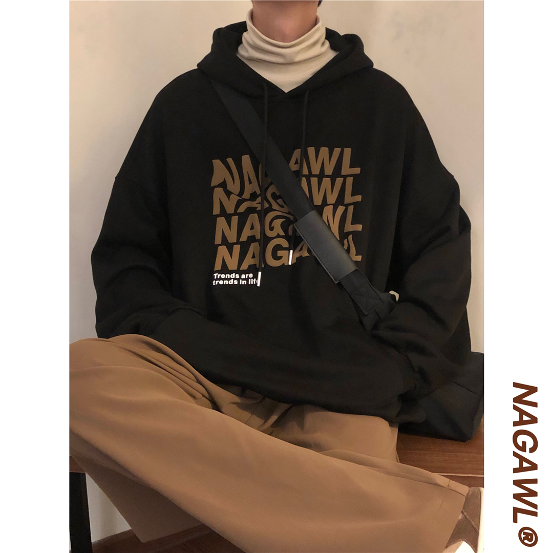 nagawl复古宽松连帽卫衣