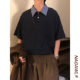 短袖 复古休闲学院风拼接格子领polo衫 T恤上衣男女 美式 NAGAWL夏季